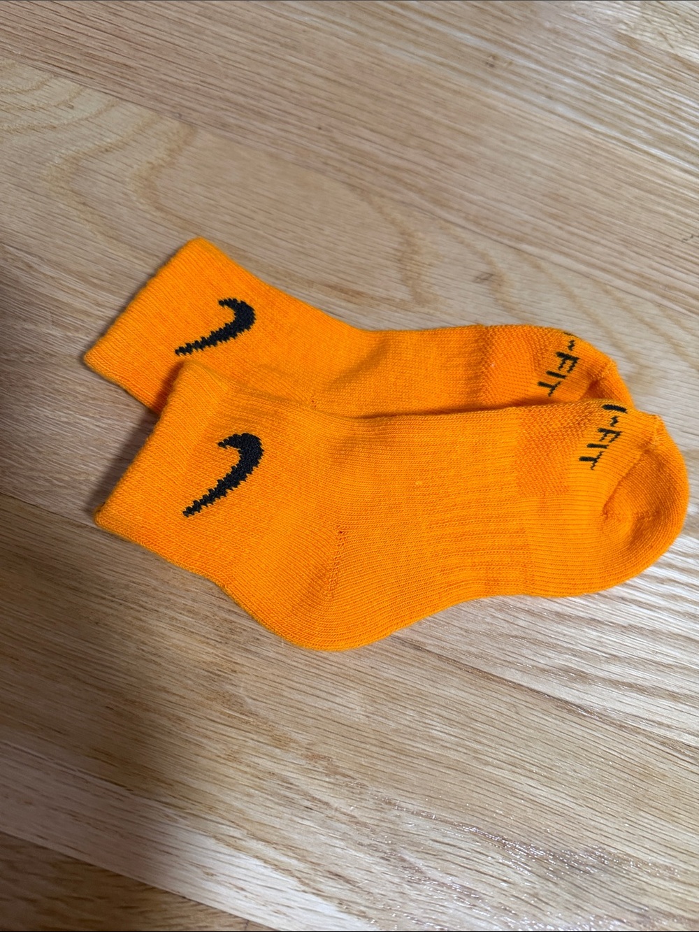 Nike Orange Ankle Socks with Black Swoosh - Kids.